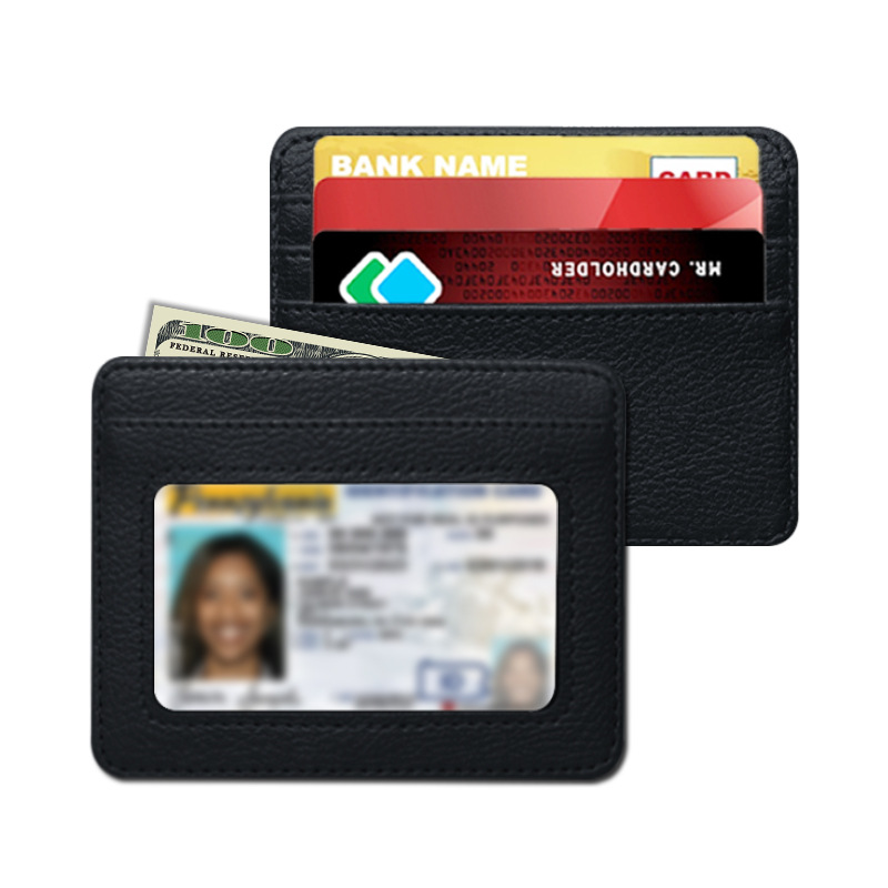Slim Card Slot Case - Mini portefeuille fin en cuir PU,
