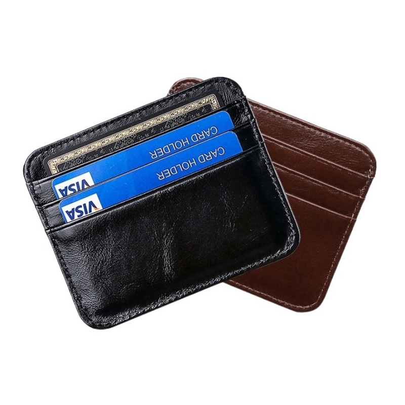 Slim Card Slot Case - Petit Mini portefeuille porte-cartes en cuir