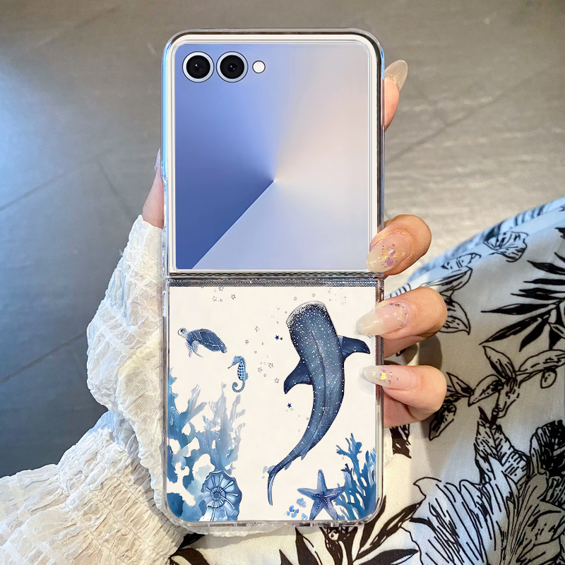 Phone Cases Z Flip 6 - Coque de téléphone à motif baleine,