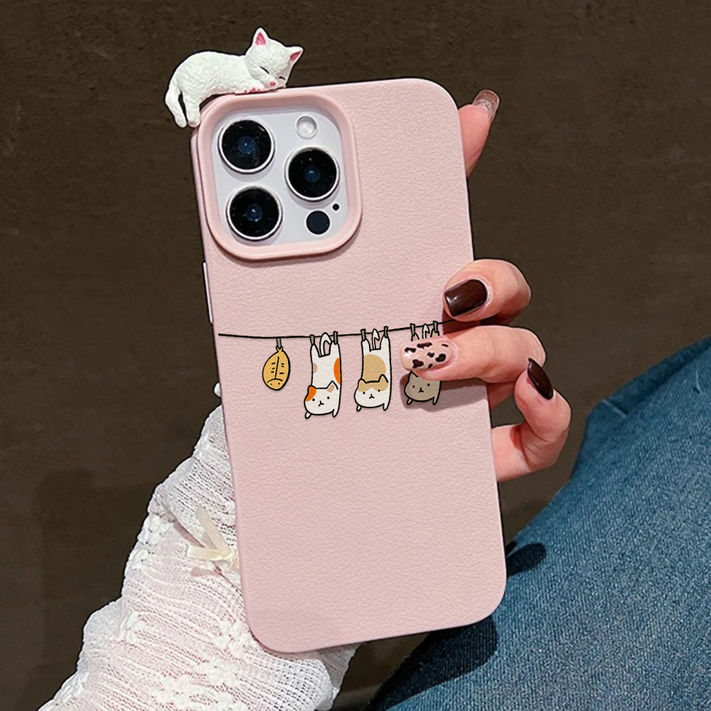 Étui en cuir chat de dessin an - Phone Cases Cute Iphone 14 avis et prix