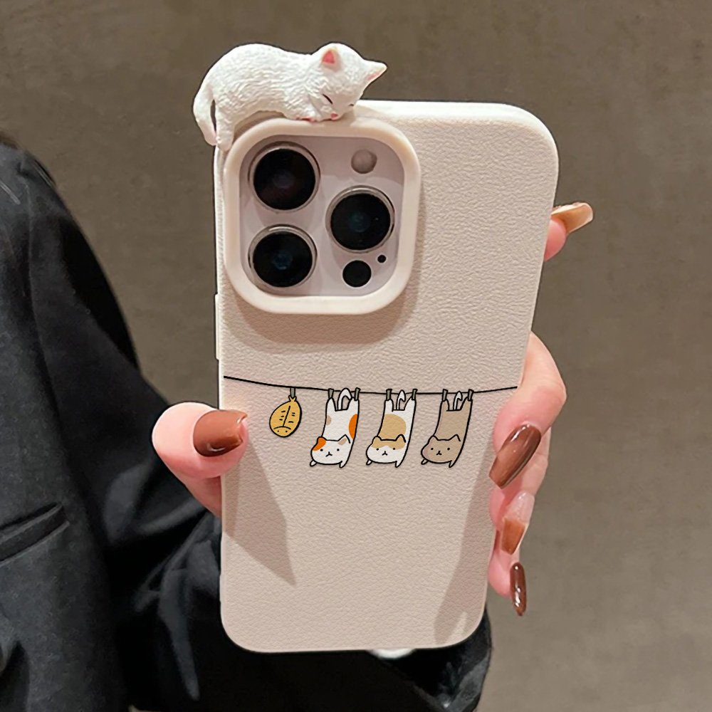 Étui en cuir chat de dessin an - Phone Cases Cute Iphone 14 avis et prix