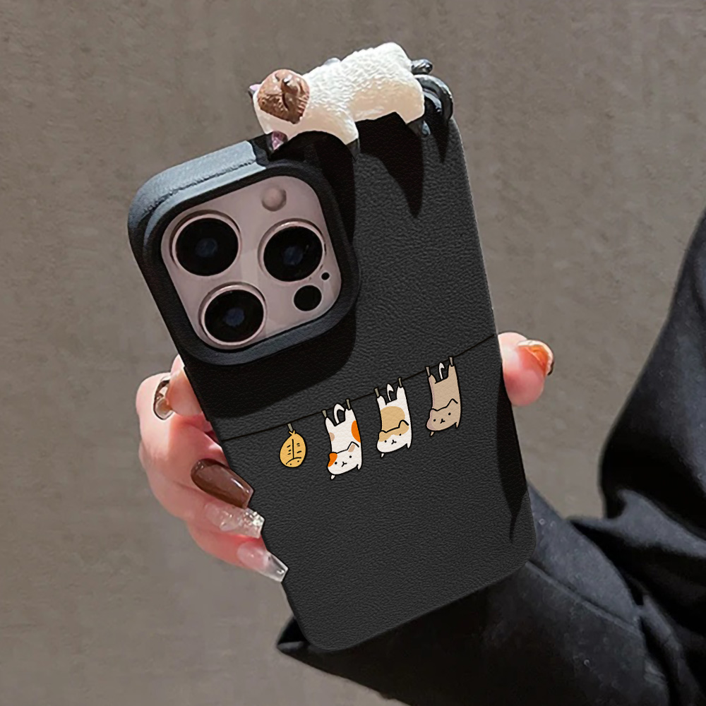 Étui en cuir chat de dessin an - Phone Cases Cute Iphone 14 avis et prix